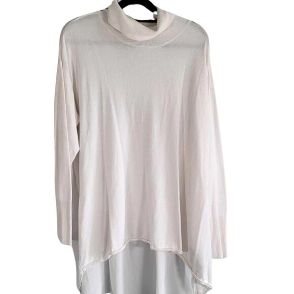 DG2 Diane Gilman BNWOT White Knit flowy turtleneck with sheer back - Picture 1 of 10